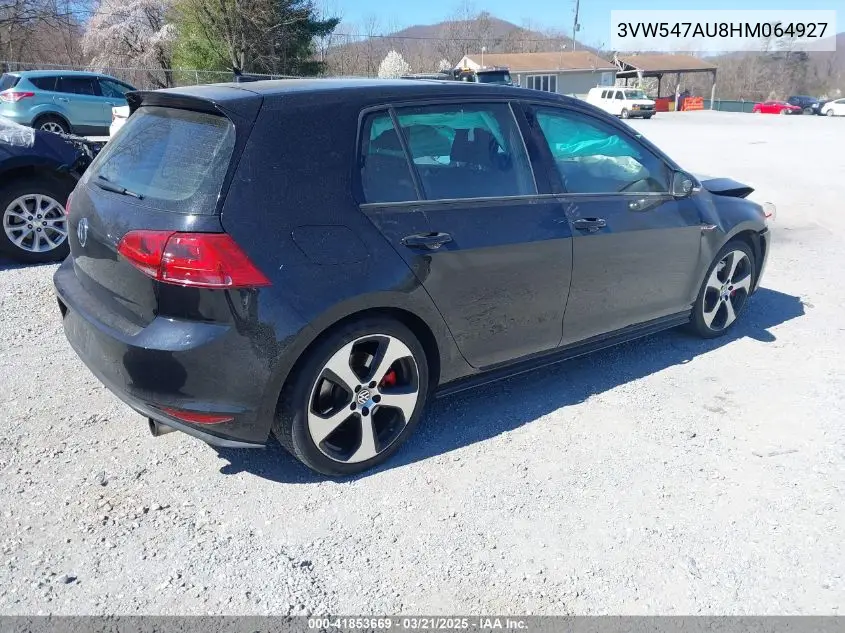 2017 Volkswagen Golf Gti Autobahn 4-Door/S 4-Door/Se 4-Door/Sport 4-Door VIN: 3VW547AU8HM064927 Lot: 41853669