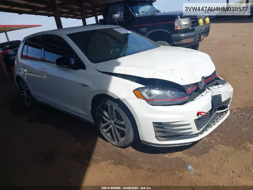 2017 Volkswagen Golf Gti Autobahn 4-Door/S 4-Door/Se 4-Door/Sport 4-Door VIN: 3VW447AU4HM038577 Lot: 41990490