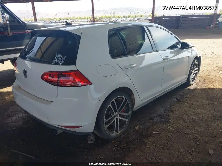 2017 Volkswagen Golf Gti Autobahn 4-Door/S 4-Door/Se 4-Door/Sport 4-Door VIN: 3VW447AU4HM038577 Lot: 41990490