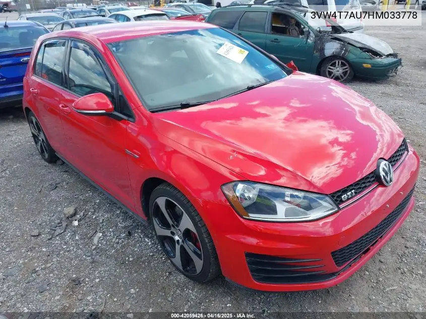 2017 Volkswagen Golf Gti Autobahn 4-Door/S 4-Door/Se 4-Door/Sport 4-Door VIN: 3VW4T7AU7HM033778 Lot: 42059426
