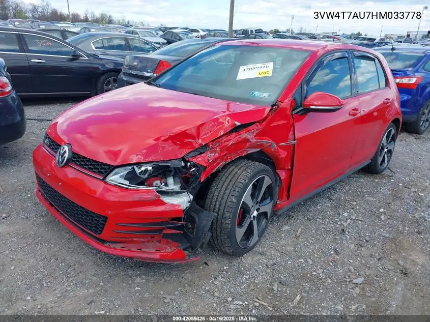 2017 Volkswagen Golf Gti Autobahn 4-Door/S 4-Door/Se 4-Door/Sport 4-Door VIN: 3VW4T7AU7HM033778 Lot: 42059426