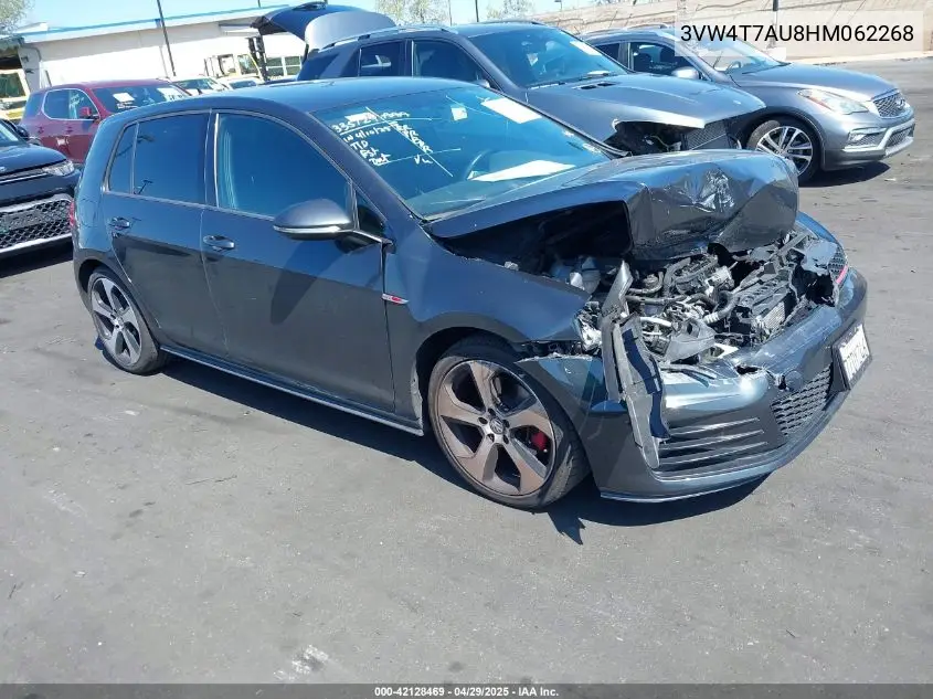 2017 Volkswagen Golf Gti Autobahn 4-Door/S 4-Door/Se 4-Door/Sport 4-Door VIN: 3VW4T7AU8HM062268 Lot: 42128469