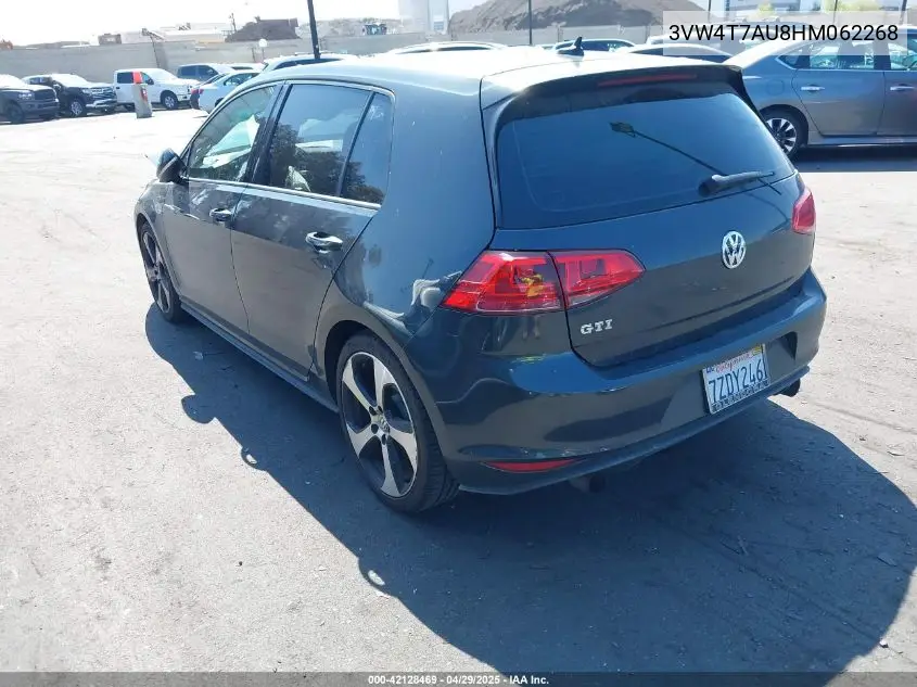 2017 Volkswagen Golf Gti Autobahn 4-Door/S 4-Door/Se 4-Door/Sport 4-Door VIN: 3VW4T7AU8HM062268 Lot: 42128469