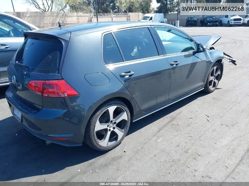 2017 Volkswagen Golf Gti Autobahn 4-Door/S 4-Door/Se 4-Door/Sport 4-Door VIN: 3VW4T7AU8HM062268 Lot: 42128469
