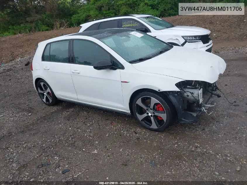 2017 Volkswagen Golf Gti Se 4-Door VIN: 3VW447AU8HM011706 Lot: 42129815