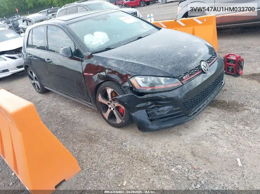2017 Volkswagen Golf Gti Autobahn 4-Door/S 4-Door/Se 4-Door/Sport 4-Door VIN: 3VW547AU1HM033700 Lot: 42134885