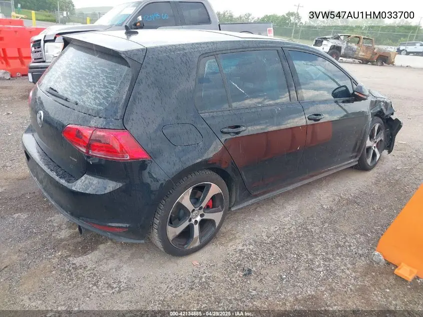 2017 Volkswagen Golf Gti Autobahn 4-Door/S 4-Door/Se 4-Door/Sport 4-Door VIN: 3VW547AU1HM033700 Lot: 42134885