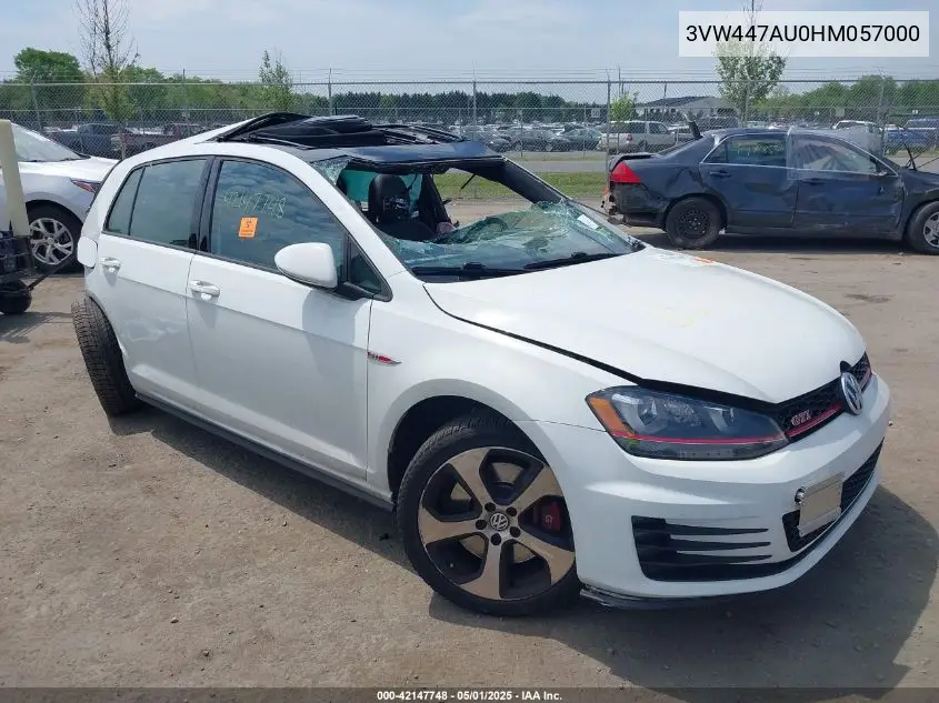 2017 Volkswagen Golf Gti Autobahn 4-Door/S 4-Door/Se 4-Door/Sport 4-Door VIN: 3VW447AU0HM057000 Lot: 42147748