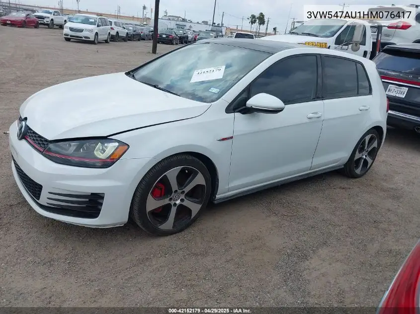 2017 Volkswagen Golf Gti Autobahn 4-Door/S 4-Door/Se 4-Door/Sport 4-Door VIN: 3VW547AU1HM076417 Lot: 42152179