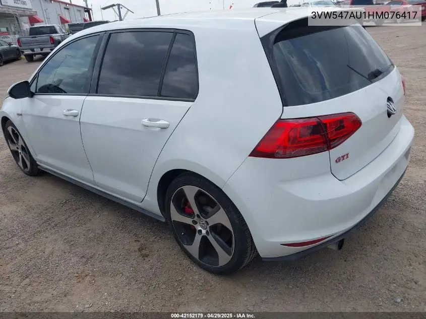 2017 Volkswagen Golf Gti Autobahn 4-Door/S 4-Door/Se 4-Door/Sport 4-Door VIN: 3VW547AU1HM076417 Lot: 42152179