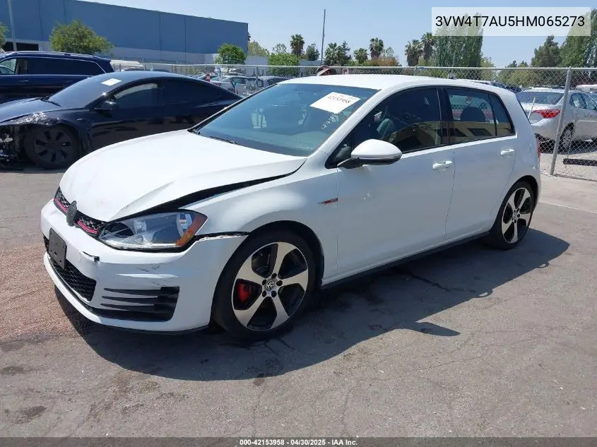 2017 Volkswagen Golf Gti Autobahn 4-Door/S 4-Door/Se 4-Door/Sport 4-Door VIN: 3VW4T7AU5HM065273 Lot: 42153958