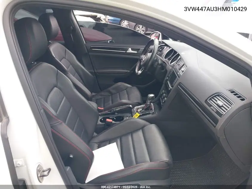 2017 Volkswagen Golf Gti Autobahn 4-Door/S 4-Door/Se 4-Door/Sport 4-Door VIN: 3VW447AU3HM010429 Lot: 42174971