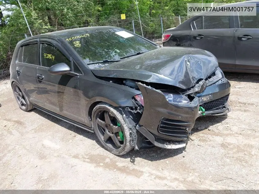 2017 Volkswagen Golf Gti S 4-Door VIN: 3VW4T7AU4HM001757 Lot: 42200629