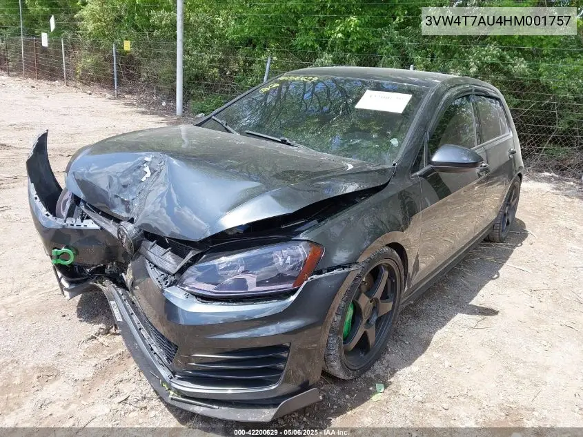 2017 Volkswagen Golf Gti S 4-Door VIN: 3VW4T7AU4HM001757 Lot: 42200629