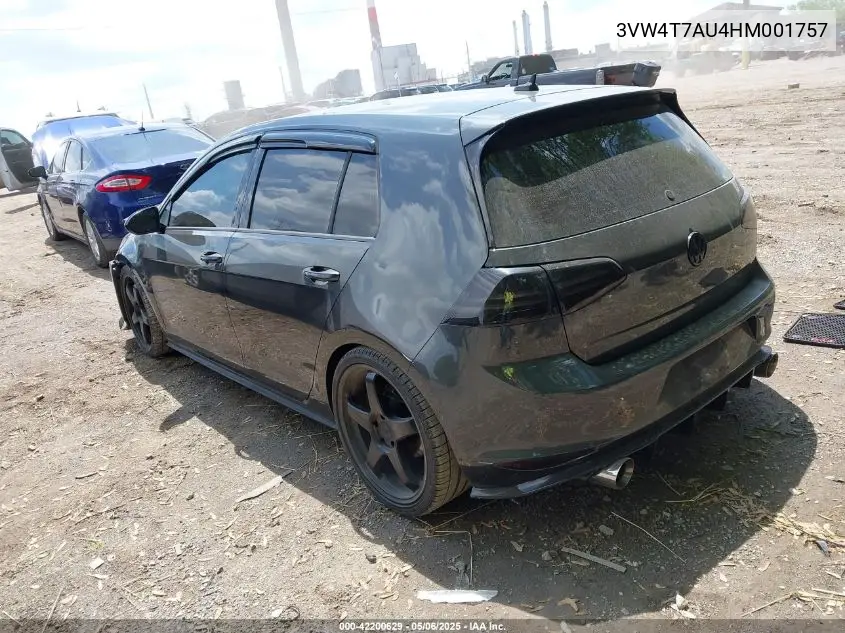 2017 Volkswagen Golf Gti S 4-Door VIN: 3VW4T7AU4HM001757 Lot: 42200629