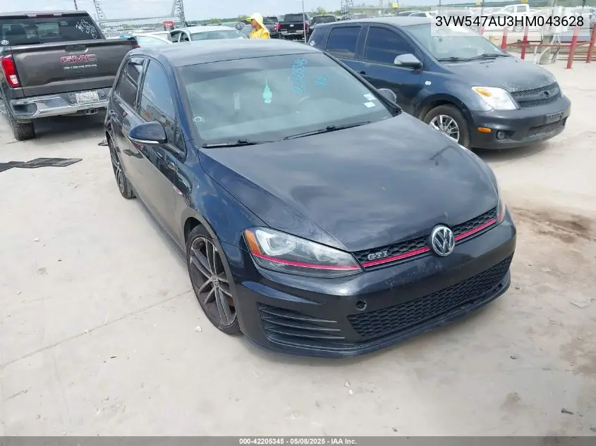 2017 Volkswagen Golf Gti Autobahn 4-Door/S 4-Door/Se 4-Door/Sport 4-Door VIN: 3VW547AU3HM043628 Lot: 42205345