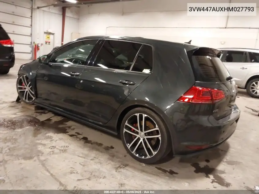2017 Volkswagen Golf Gti Autobahn 4-Door/S 4-Door/Se 4-Door/Sport 4-Door VIN: 3VW447AUXHM027793 Lot: 42214538