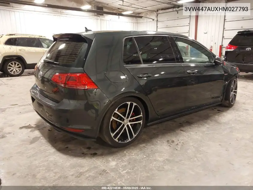 2017 Volkswagen Golf Gti Autobahn 4-Door/S 4-Door/Se 4-Door/Sport 4-Door VIN: 3VW447AUXHM027793 Lot: 42214538