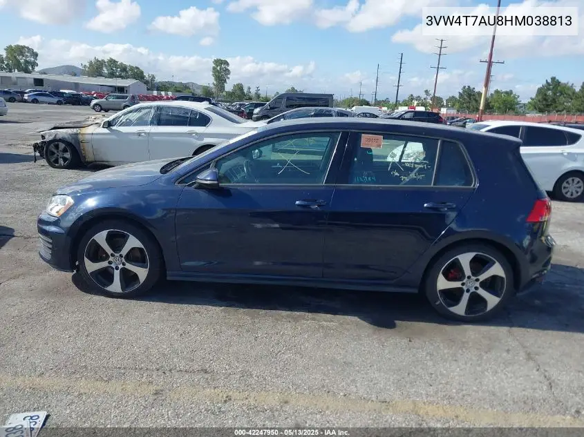 2017 Volkswagen Golf Gti Autobahn 4-Door/S 4-Door/Se 4-Door/Sport 4-Door VIN: 3VW4T7AU8HM038813 Lot: 42247950