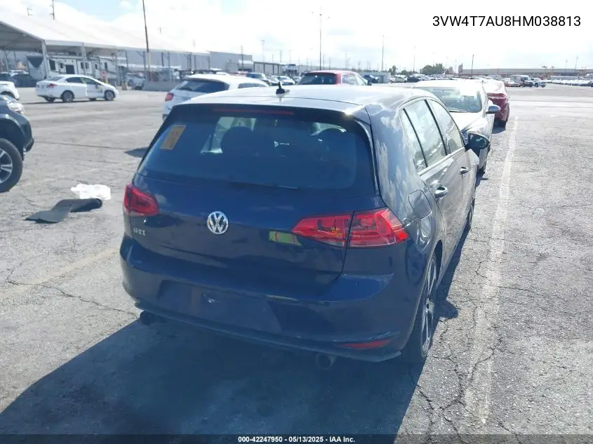 2017 Volkswagen Golf Gti Autobahn 4-Door/S 4-Door/Se 4-Door/Sport 4-Door VIN: 3VW4T7AU8HM038813 Lot: 42247950