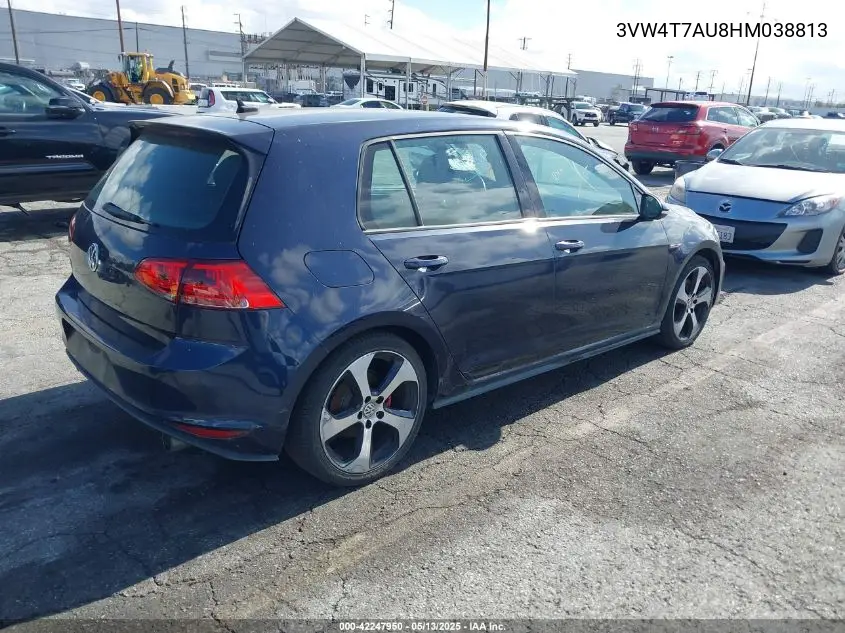 2017 Volkswagen Golf Gti Autobahn 4-Door/S 4-Door/Se 4-Door/Sport 4-Door VIN: 3VW4T7AU8HM038813 Lot: 42247950