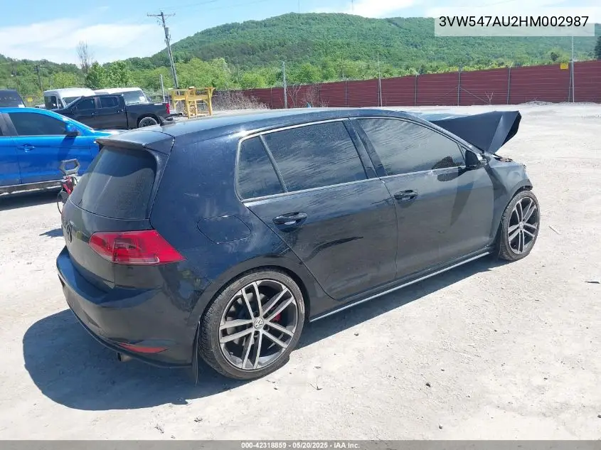 2017 Volkswagen Golf Gti Sport 4-Door VIN: 3VW547AU2HM002987 Lot: 42318859