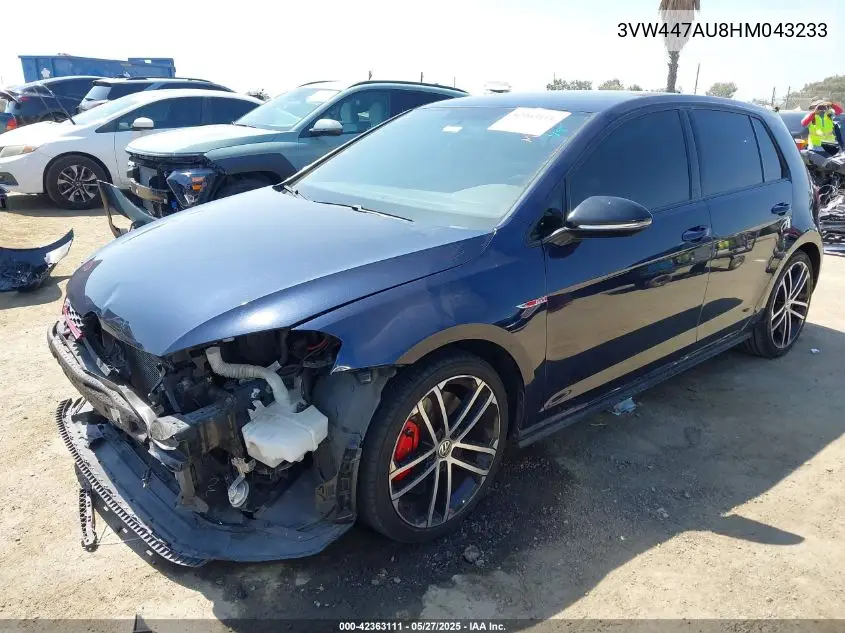 2017 Volkswagen Golf Gti Autobahn 4-Door/S 4-Door/Se 4-Door/Sport 4-Door VIN: 3VW447AU8HM043233 Lot: 42363111