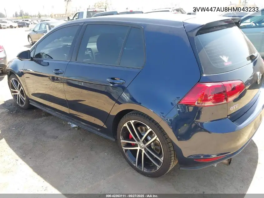 2017 Volkswagen Golf Gti Autobahn 4-Door/S 4-Door/Se 4-Door/Sport 4-Door VIN: 3VW447AU8HM043233 Lot: 42363111