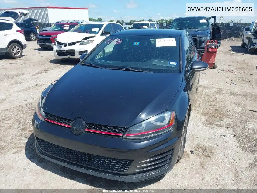 2017 Volkswagen Golf Gti Autobahn 4-Door/S 4-Door/Se 4-Door/Sport 4-Door VIN: 3VW547AU0HM028665 Lot: 42460684