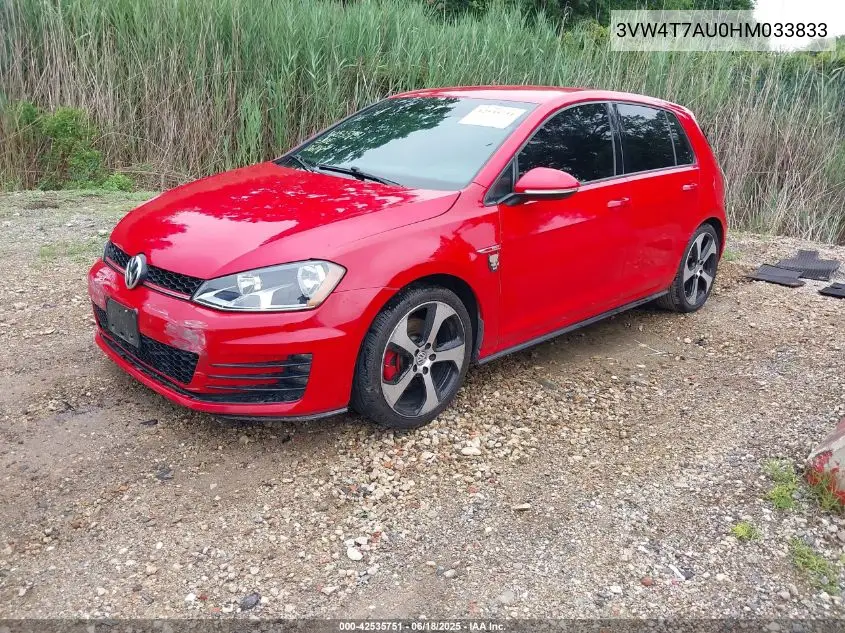 2017 Volkswagen Golf Gti Autobahn 4-Door/S 4-Door/Se 4-Door/Sport 4-Door VIN: 3VW4T7AU0HM033833 Lot: 42535751