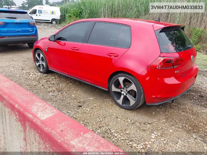 2017 Volkswagen Golf Gti Autobahn 4-Door/S 4-Door/Se 4-Door/Sport 4-Door VIN: 3VW4T7AU0HM033833 Lot: 42535751