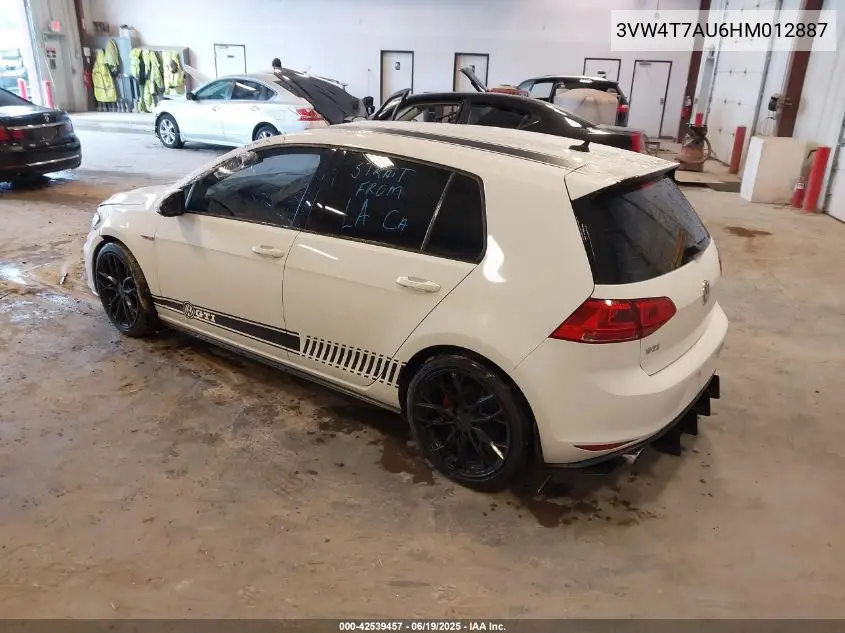 2017 Volkswagen Golf Gti Autobahn 4-Door/S 4-Door/Se 4-Door/Sport 4-Door VIN: 3VW4T7AU6HM012887 Lot: 42539457