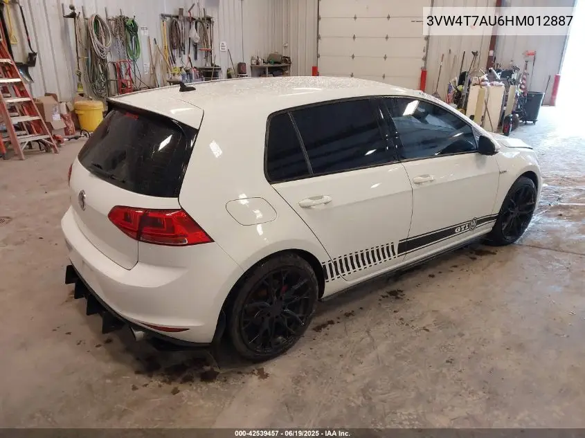 2017 Volkswagen Golf Gti Autobahn 4-Door/S 4-Door/Se 4-Door/Sport 4-Door VIN: 3VW4T7AU6HM012887 Lot: 42539457