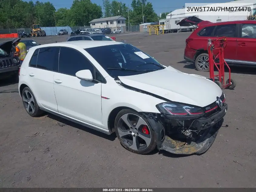 2017 Volkswagen Golf Gti Autobahn 4-Door/S 4-Door/Se 4-Door/Sport 4-Door VIN: 3VW5T7AU7HM074478 Lot: 42573313