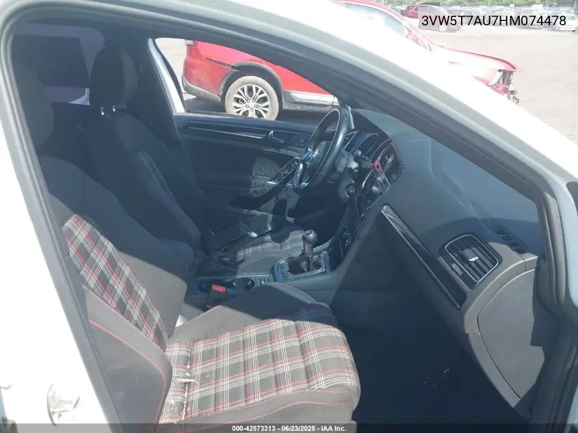 2017 Volkswagen Golf Gti Autobahn 4-Door/S 4-Door/Se 4-Door/Sport 4-Door VIN: 3VW5T7AU7HM074478 Lot: 42573313