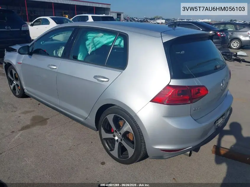 2017 Volkswagen Golf Gti Autobahn 4-Door/S 4-Door/Se 4-Door/Sport 4-Door VIN: 3VW5T7AU6HM056103 Lot: 42601269