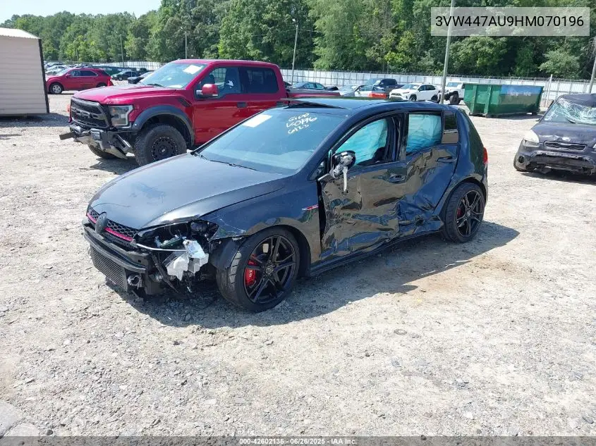 2017 Volkswagen Golf Gti Autobahn 4-Door/S 4-Door/Se 4-Door/Sport 4-Door VIN: 3VW447AU9HM070196 Lot: 42602136