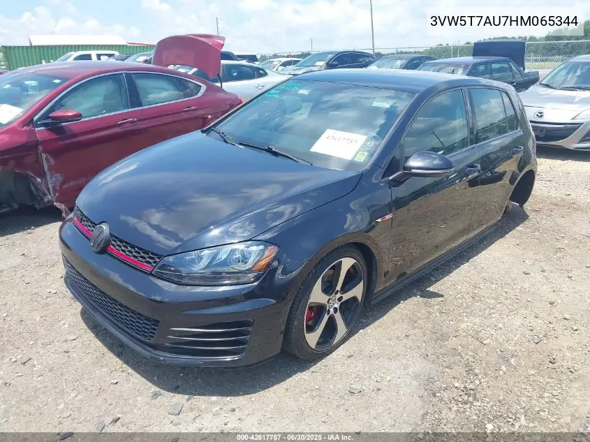 2017 Volkswagen Golf Gti Autobahn 4-Door/S 4-Door/Se 4-Door/Sport 4-Door VIN: 3VW5T7AU7HM065344 Lot: 42617757
