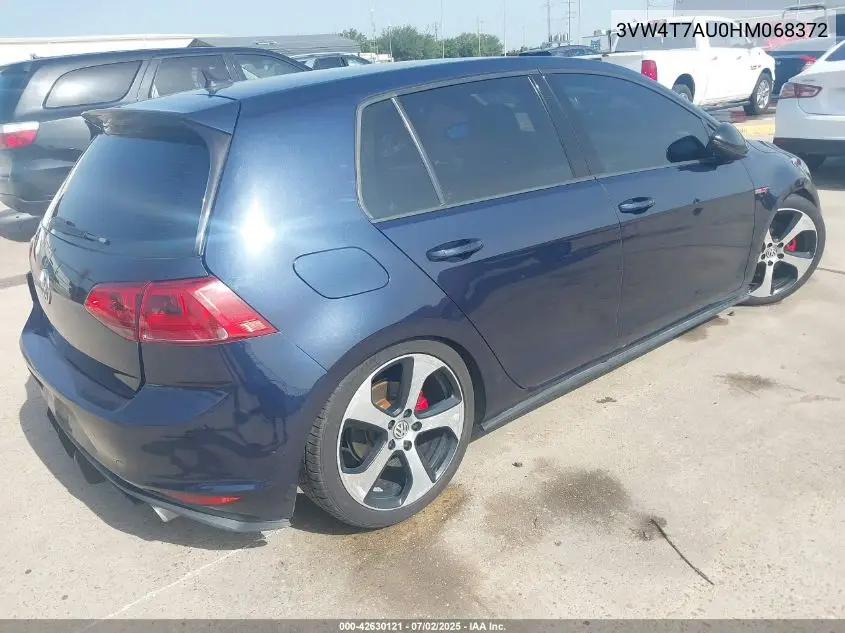 2017 Volkswagen Golf Gti Autobahn 4-Door/S 4-Door/Se 4-Door/Sport 4-Door VIN: 3VW4T7AU0HM068372 Lot: 42630121