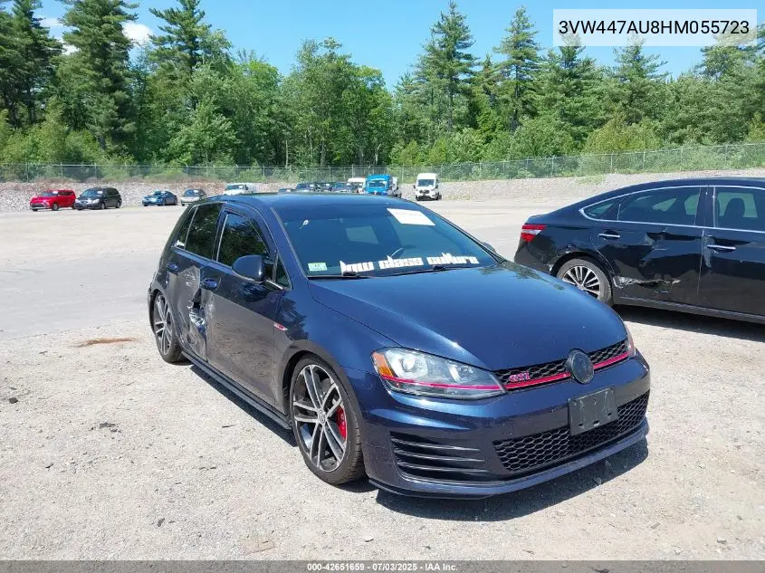 2017 Volkswagen Golf Gti Autobahn 4-Door/S 4-Door/Se 4-Door/Sport 4-Door VIN: 3VW447AU8HM055723 Lot: 42651659