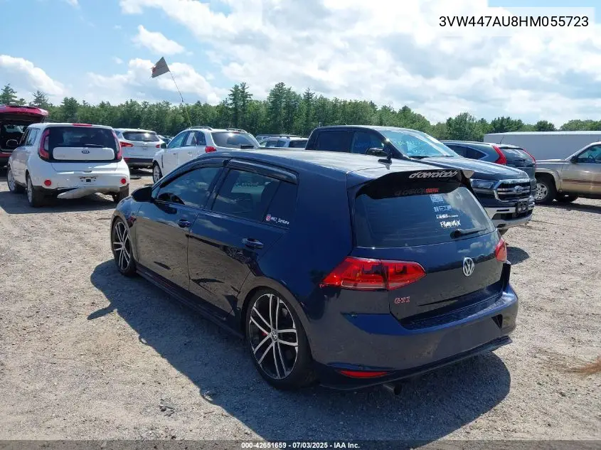 2017 Volkswagen Golf Gti Autobahn 4-Door/S 4-Door/Se 4-Door/Sport 4-Door VIN: 3VW447AU8HM055723 Lot: 42651659