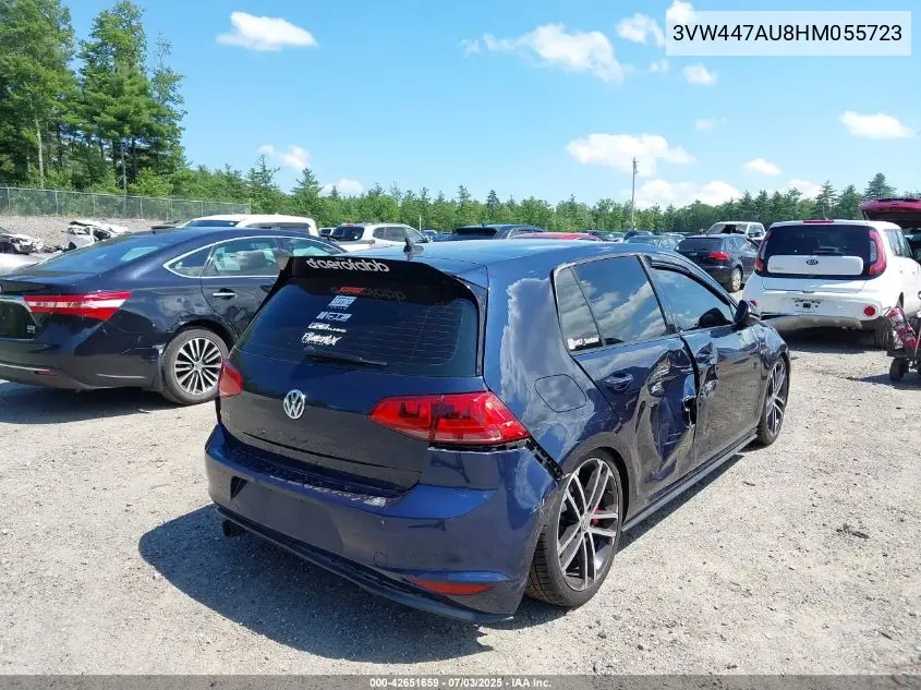 2017 Volkswagen Golf Gti Autobahn 4-Door/S 4-Door/Se 4-Door/Sport 4-Door VIN: 3VW447AU8HM055723 Lot: 42651659