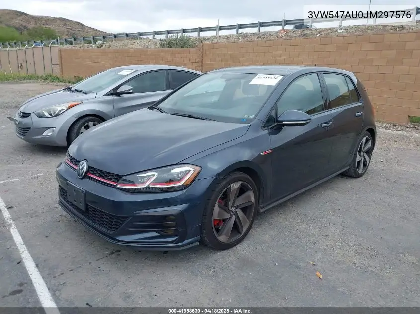 2018 Volkswagen Golf Gti 2.0T Autobahn/2.0T S/2.0T Se VIN: 3VW547AU0JM297576 Lot: 41958630
