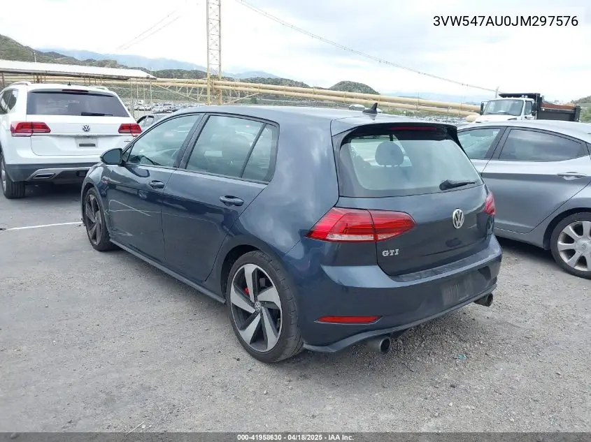 2018 Volkswagen Golf Gti 2.0T Autobahn/2.0T S/2.0T Se VIN: 3VW547AU0JM297576 Lot: 41958630