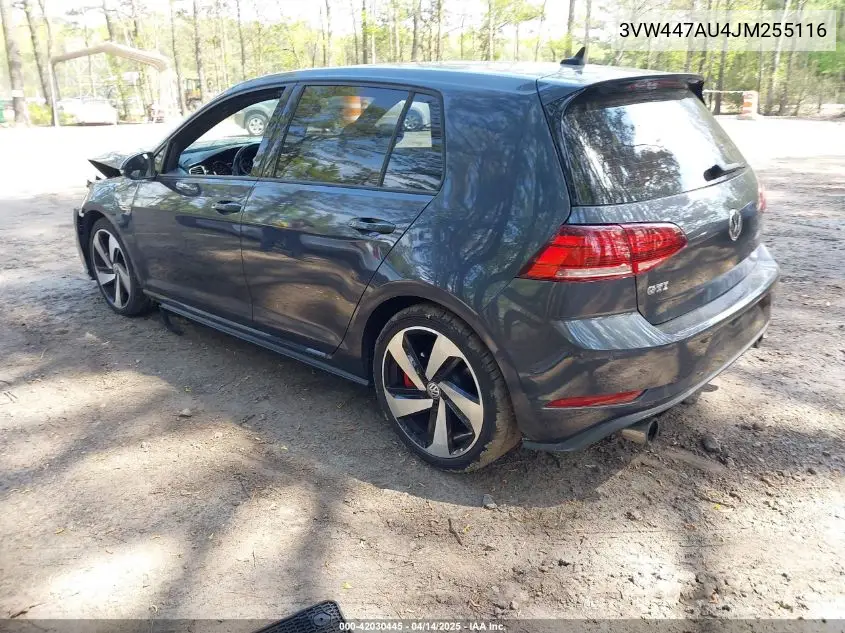 2018 Volkswagen Golf Gti 2.0T Autobahn/2.0T S/2.0T Se VIN: 3VW447AU4JM255116 Lot: 42030445