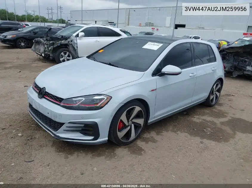 2018 Volkswagen Golf Gti 2.0T Autobahn/2.0T S/2.0T Se VIN: 3VW447AU2JM259956 Lot: 42150596