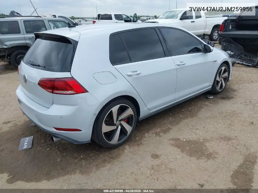 2018 Volkswagen Golf Gti 2.0T Autobahn/2.0T S/2.0T Se VIN: 3VW447AU2JM259956 Lot: 42150596