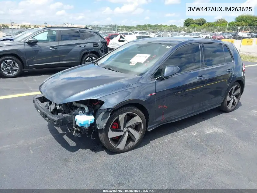 2018 Volkswagen Golf Gti 2.0T Autobahn/2.0T S/2.0T Se VIN: 3VW447AUXJM263625 Lot: 42158702