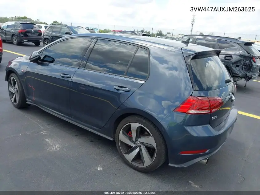 2018 Volkswagen Golf Gti 2.0T Autobahn/2.0T S/2.0T Se VIN: 3VW447AUXJM263625 Lot: 42158702