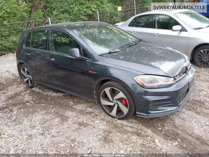 2018 Volkswagen Golf Gti 2.0T Autobahn/2.0T S/2.0T Se VIN: 3VW547AU8JM267113 Lot: 42178681